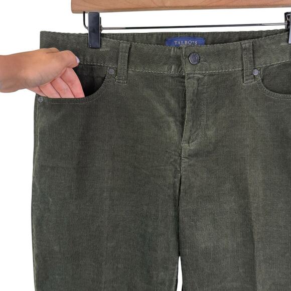 Talbots Deep Green Corduroy Mid Rise Signature Bootcut Pants Fall Holiday Simple - Picture 5 of 9